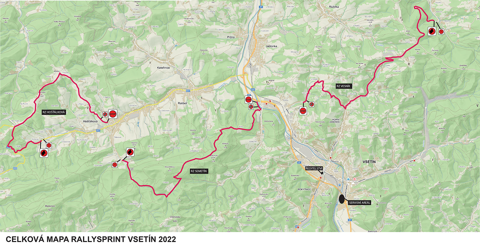 RENTOR - PARTR Rally Vsetín 2022 / celková mapa